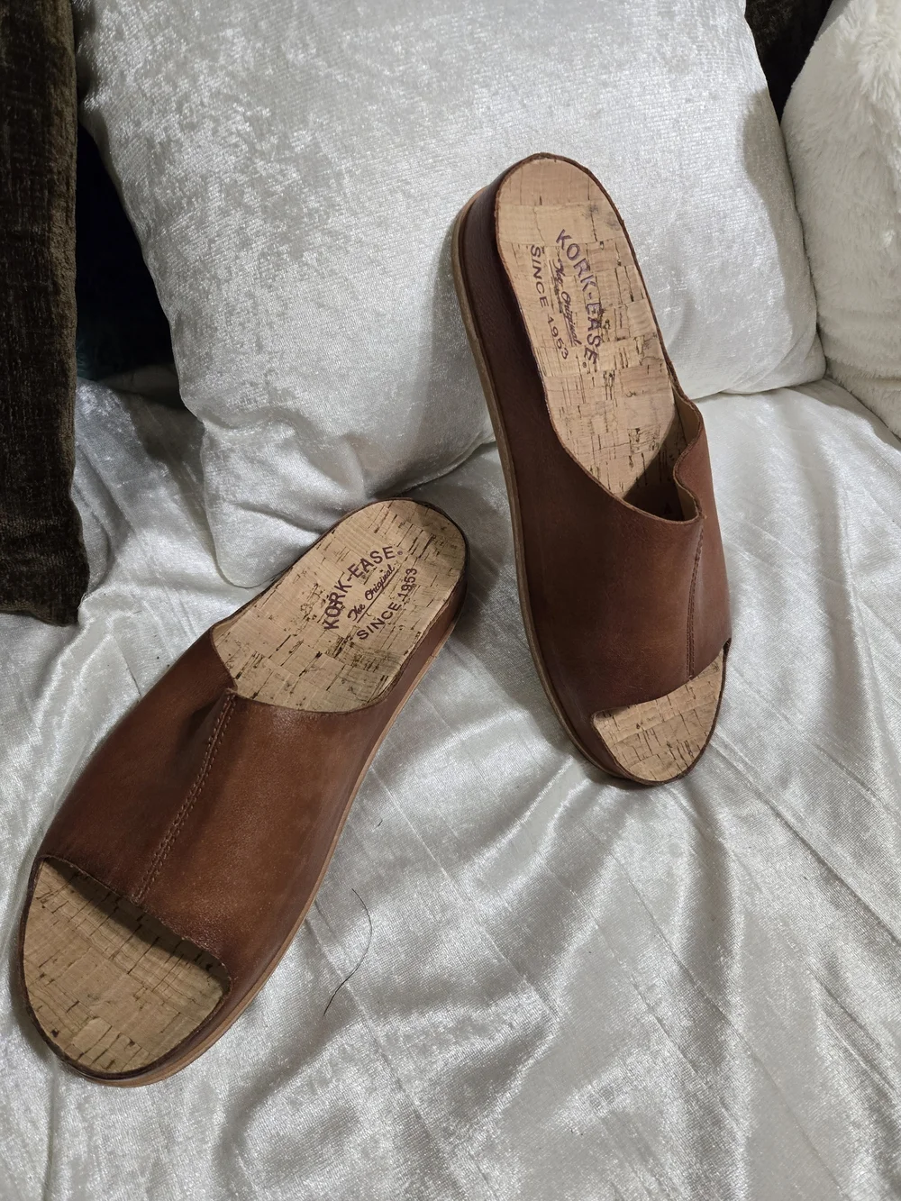 Kork-Ease Tutsi Womens Brown Leather Slide Sandals. Size 7 NWOB!!